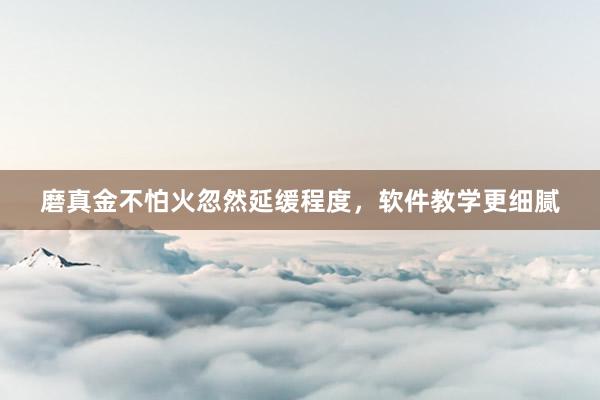 磨真金不怕火忽然延缓程度，软件教学更细腻