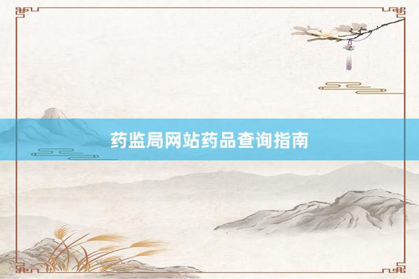药监局网站药品查询指南